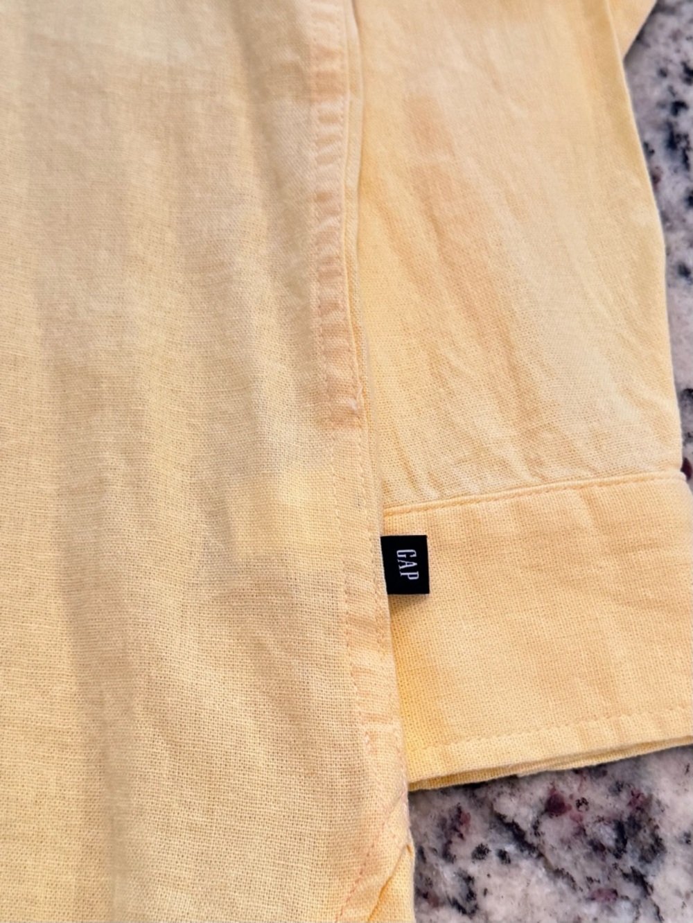 Gap Size M Linen-Blend Long Sleeve Boyfriend Yellow Button Down Shirt - Picture 9 of 9